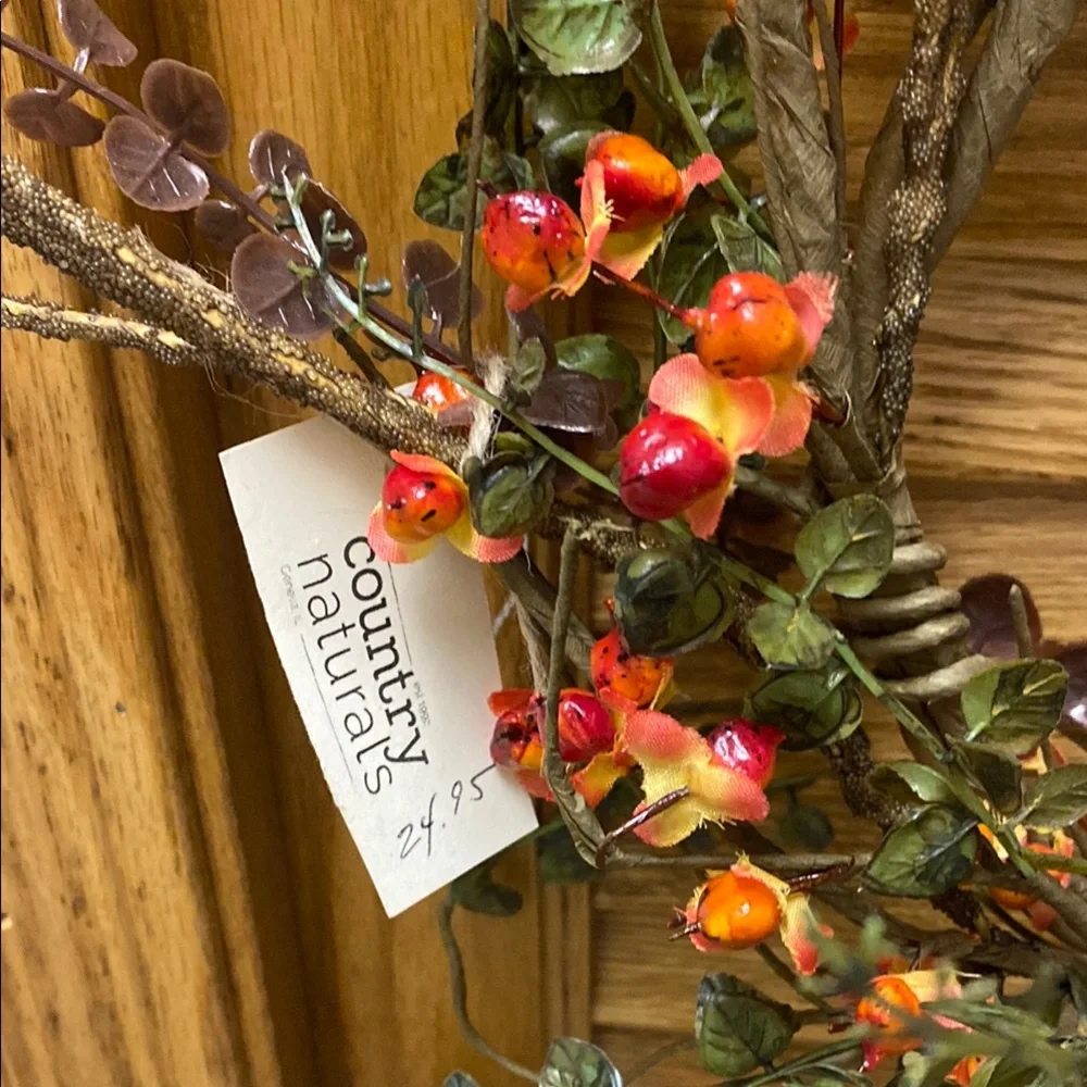 Floral Bittersweet Wreath with Orange and Green Accents